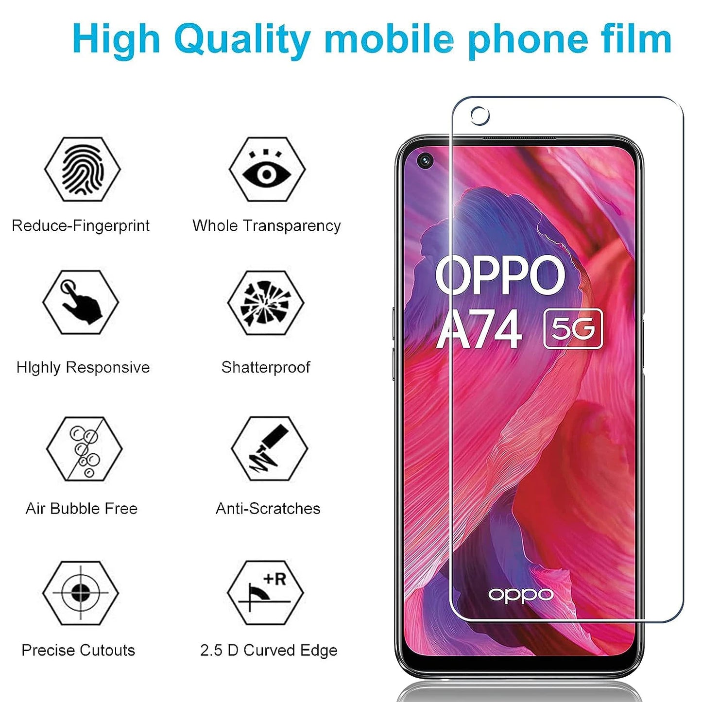 2/4Pcs Screen Protector Glass For OPPO A74 A74-5G Tempered Glass Film